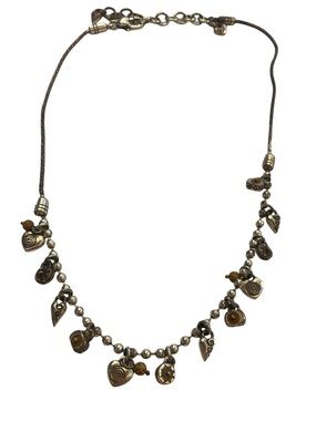 Brighton Silver Heart Multi Charm Necklace Jewelry 18”